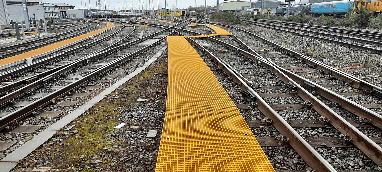 Yellow GRP Walkways for East Midlands Railway
